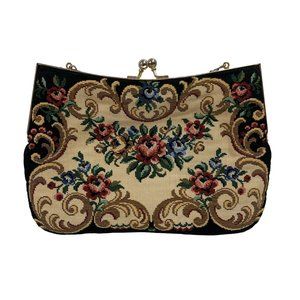 Vintage Du-Val Hong Kong Floral tapestry Clutch Bag